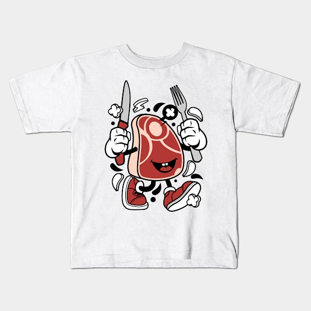 Meat Cartoon Style Kids T-Shirt by p308nx